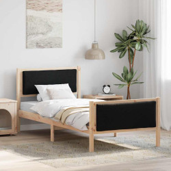 Estrutura da cama com cabeceira preto 100 x 200 cm tecido