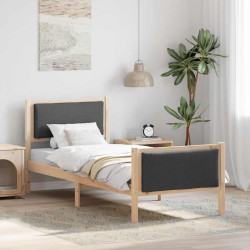 Estrutura da cama com cabeceira cinza escuro 80 x 200 cm tecido