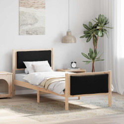 Estrutura da cama com cabeceira preto 80 x 200 cm tecido