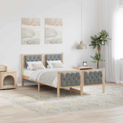 Estrutura da cama com cabeceira cinzento-claro 135 x 190 cm