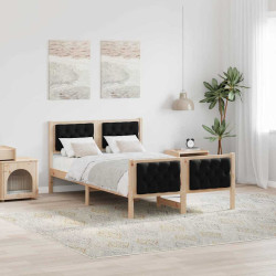 Estrutura da cama preto 135 x 190 cm madeira de pinheiro sólida
