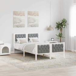 Estrutura da cama com cabeceira cinzento-claro 120 x 190 cm