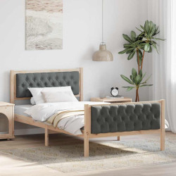 Estrutura da cama com cabeceira cinza escuro 100 x 200 cm