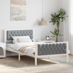 Estrutura da cama com cabeceira cinzento-claro 100 x 200 cm