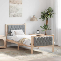 Estrutura da cama com cabeceira cinzento-claro 80 x 200 cm