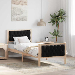 Estrutura da cama preto 80 x 200 cm madeira de pinheiro sólida