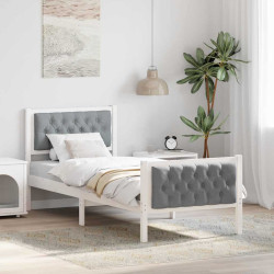 Estrutura da cama com cabeceira cinzento-claro 80 x 200 cm