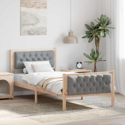 Estrutura da cama com cabeceira cinzento-claro 90 x 190 cm