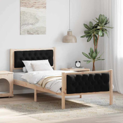 Estrutura da cama preto 90 x 190 cm madeira de pinheiro sólida