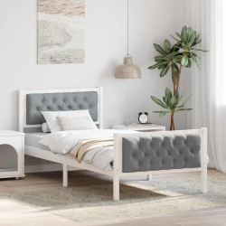 Estrutura da cama com cabeceira cinzento-claro 90 x 190 cm