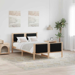 Estrutura da cama com cabeceira castanho e preto 120 x 200 cm