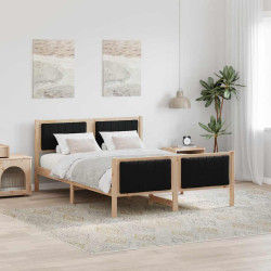 Estrutura da cama com cabeceira castanho e preto 135 x 190 cm