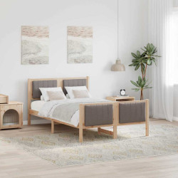 Estrutura da cama com cabeceira marrom e taupe 120 x 190 cm