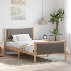 Estrutura da cama com cabeceira marrom e taupe 100 x 200 cm
