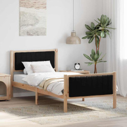 Estrutura da cama com cabeceira castanho e preto 90 x 200 cm