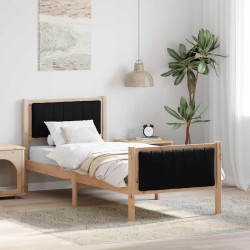 Estrutura da cama com cabeceira castanho e preto 80 x 200 cm