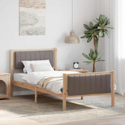 Estrutura da cama com cabeceira marrom e taupe 90 x 190 cm
