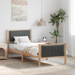 Estrutura da cama castanho e cinzento-escuro 75 x 190 cm