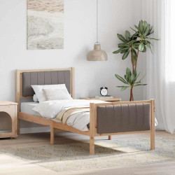 Estrutura da cama com cabeceira marrom e taupe 75 x 190 cm