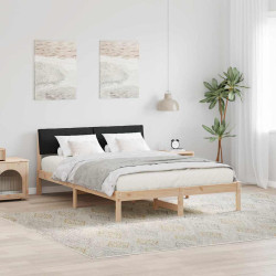 Estrutura da cama com cabeceira castanho e preto 140 x 200 cm