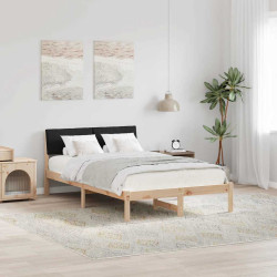 Estrutura da cama com cabeceira castanho e preto 120 x 200 cm