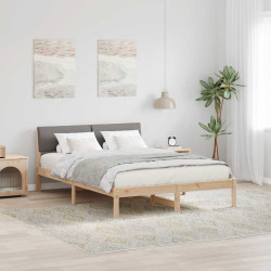 Estrutura da cama com cabeceira marrom e taupe 140 x 190 cm