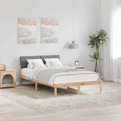 Estrutura da cama com cabeceira marrom e taupe 120 x 190 cm