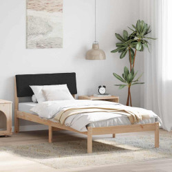 Estrutura da cama com cabeceira castanho e preto 90 x 200 cm