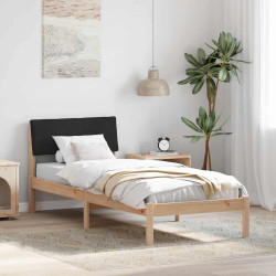 Estrutura da cama com cabeceira castanho e preto 80 x 200 cm