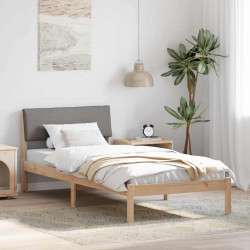 Estrutura da cama com cabeceira marrom e taupe 90 x 190 cm