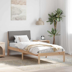 Estrutura da cama com cabeceira marrom e taupe 75 x 190 cm