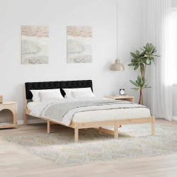 Estrutura da cama com cabeceira castanho e preto 150 x 200 cm
