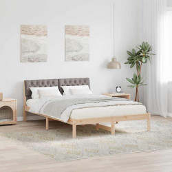 Estrutura da cama com cabeceira marrom e taupe 150 x 200 cm