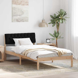 Estrutura da cama com cabeceira castanho e preto 100 x 200 cm