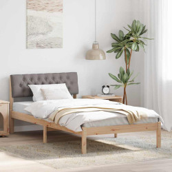 Estrutura da cama com cabeceira marrom e taupe 100 x 200 cm
