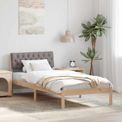 Estrutura da cama com cabeceira marrom e taupe 90 x 200 cm