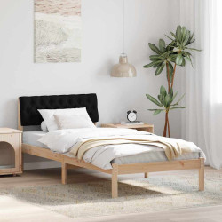 Estrutura da cama com cabeceira castanho e preto 90 x 190 cm