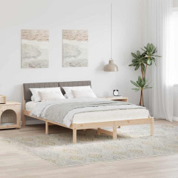 Estrutura da cama com cabeceira marrom e taupe 135 x 190 cm
