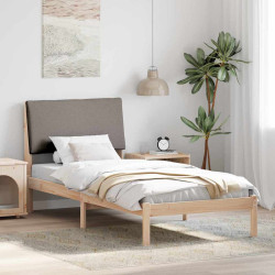 Estrutura da cama com cabeceira marrom e taupe 100 x 200 cm