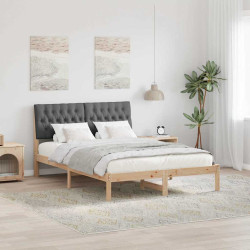 Estrutura de cama com cabeceira estofada castanho 135 x 190 cm