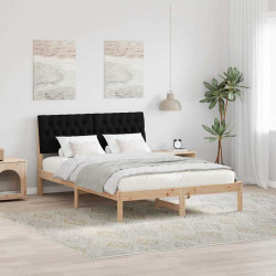 Estrutura de cama com cabeceira estofada castanho 135 x 190 cm