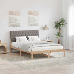 Estrutura de cama com cabeceira estofada castanho 135 x 190 cm