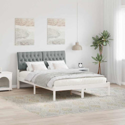 Estrutura de cama com cabeceira estofada branco 135 x 190 cm