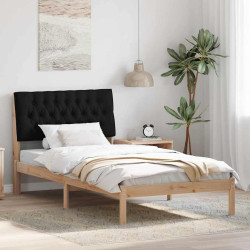 Estrutura de cama com cabeceira estofada castanho 100 x 200 cm