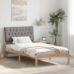 Estrutura de cama com cabeceira estofada castanho 100 x 200 cm