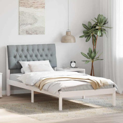 Estrutura de cama com cabeceira estofada branco 100 x 200 cm