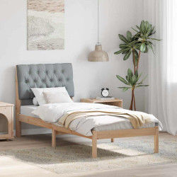 Estrutura de cama com cabeceira estofada castanho 75 x 190 cm