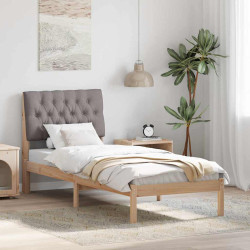 Estrutura de cama com cabeceira estofada castanho 75 x 190 cm