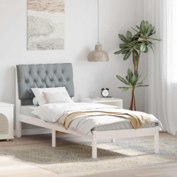 Estrutura de cama com cabeceira estofada branco 75 x 190 cm