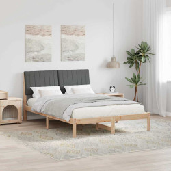 Estrutura da cama com cabeceira castanho 135 x 190 cm